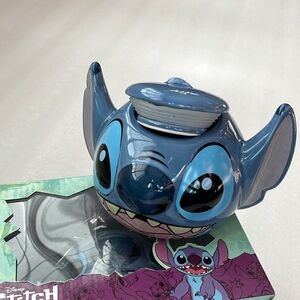 🆕 Disney Stitch Ceramic Trinket Jar with Lid Blue